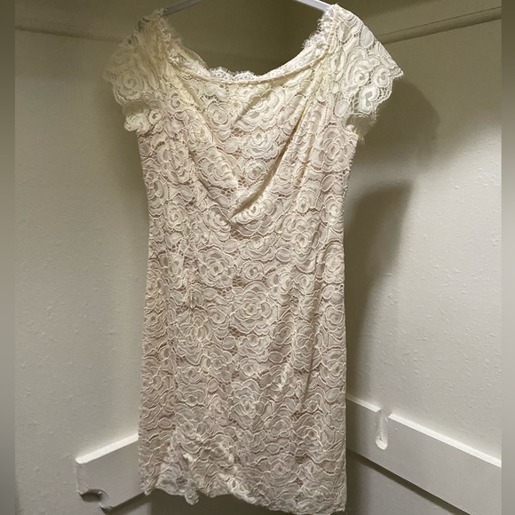 Adrianna Papell White Lace Dress Bridal - Picture 3 of 3